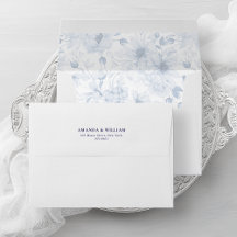 Elegant envelope with dusty blue flowers