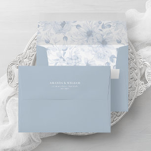 Elegant envelope with dusty blue flowers