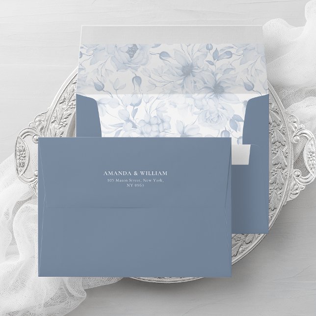 Elegant envelope with dusty blue flowers (Creator Uploaded)