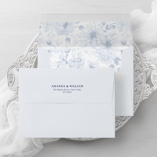 Elegant envelope with dusty blue flowers (Creator Uploaded)