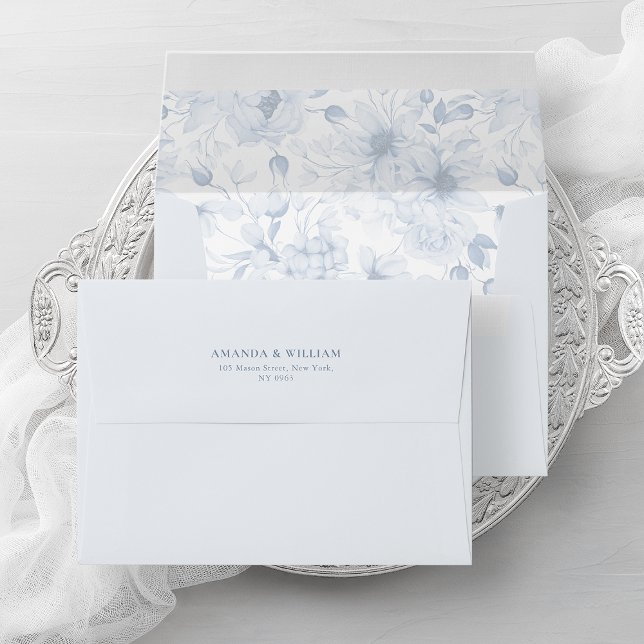 Elegant envelope with dusty blue flowers (Creator Uploaded)
