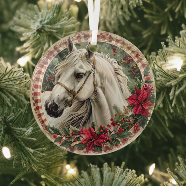 Elegant Equestrian Christmas  Glass Tree Decoration (Insitu)