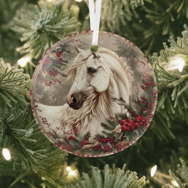 Elegant Equestrian Christmas  Glass Tree Decoration (Insitu)