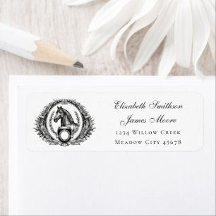 Elegant Equestrian Crest Horse Return Address Label