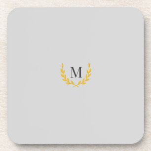 Elegant Equestrian Gold Wreath Monogram Wedding Coaster