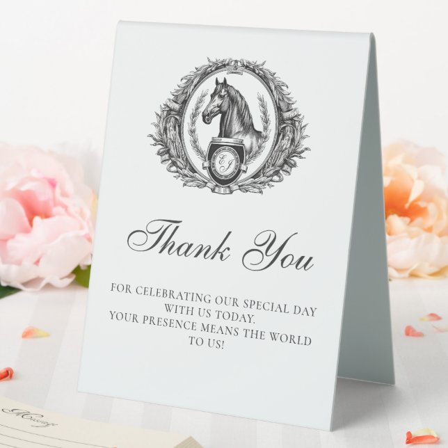 Elegant Equestrian Horse Monogram Crest Thank You (In SItu (Wedding))