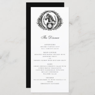 Elegant Equestrian Horse Monogram Crest Wedding Menu