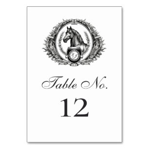 Elegant Equestrian Horse Monogram Crest Wedding Table Number