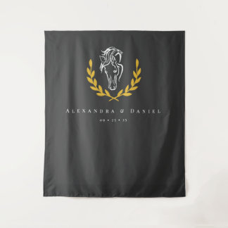Elegant Equestrian Wedding Backdrop Tapestry