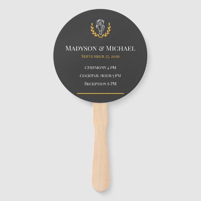 Elegant Equestrian Wedding Program Set of 10 Fans (Front)