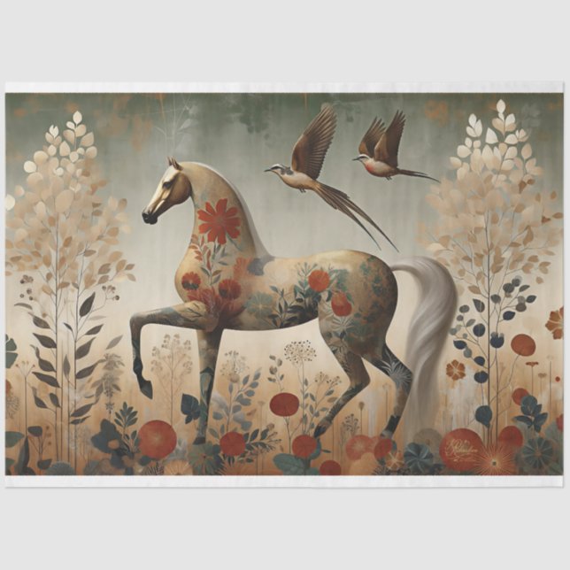 Elegant Equine, Horse, Decoupage Tissue Paper (Front)