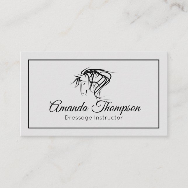 Elegant Equine Horse Stables Riding Instructor Business Card (Front)
