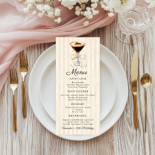 Elegant Espresso Martini Birthday Dinner Flat Menu