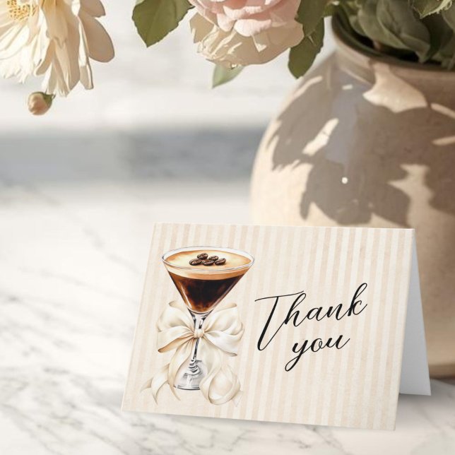 Elegant Espresso Martini Folded Thank You Card (A tini bit older Espresso martini  Birthday thank you card)