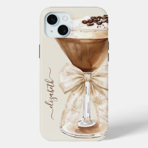 Elegant Espresso Martini Monogrammed iPhone 15 Mini Case