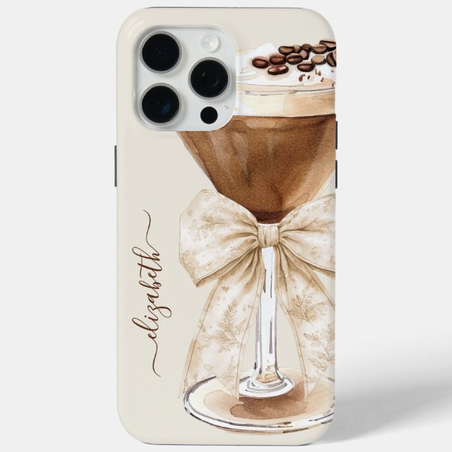 Elegant Espresso Martini Monogrammed Case-Mate iPhone Case (Back)
