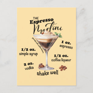 Elegant Espresso Martini Recipe Cocktail Art Postcard