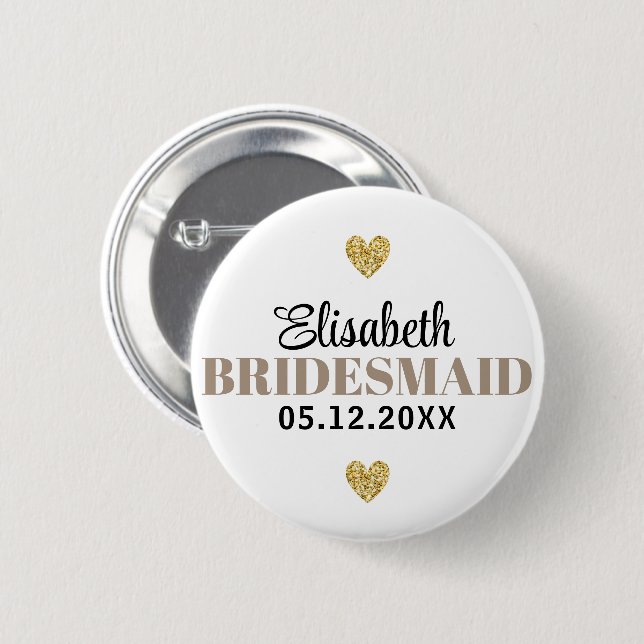 Élégant et Simple Pour Demoiselle D'Honneur 6 Cm Round Badge (Front & Back)
