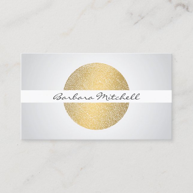 Elegant Etched Gold Circle Business Card (Front)