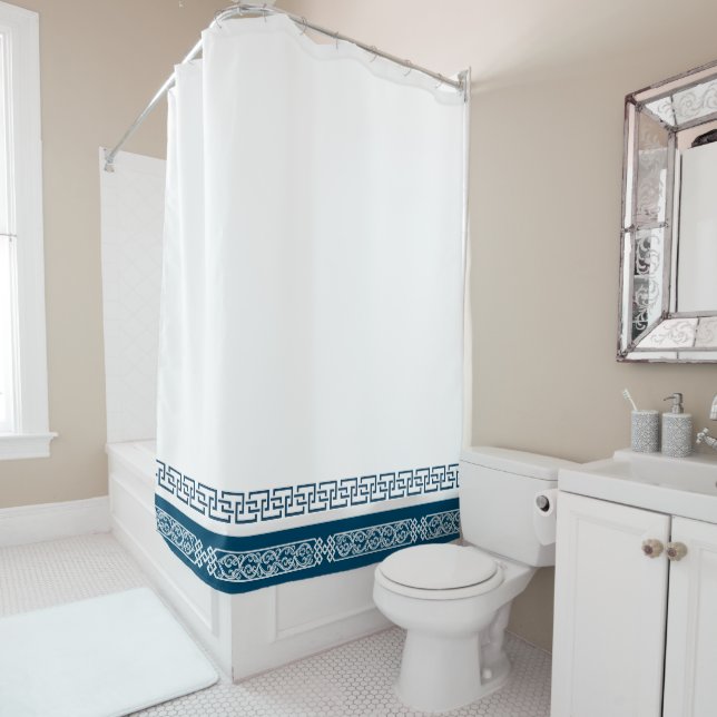 Elegant Eternal Life Cycle Mongolian Pattern Shower Curtain (In Situ)