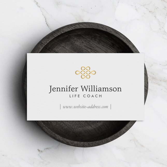 Elegant Eternity Knot, Infinity Knot Gold/Lt Grey Business Card (Creator Uploaded)