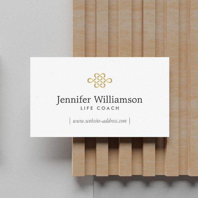 Elegant Eternity Knot, Infinity Knot Gold/White Business Card (Creator Uploaded)