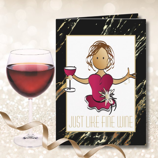 Elegant Ethnic Fine Wine Birthday Card for Her (Creator Uploaded)