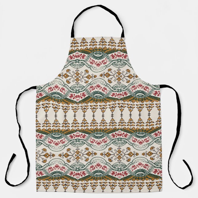 Elegant Ethnic Floral Boho Border Apron (Front)