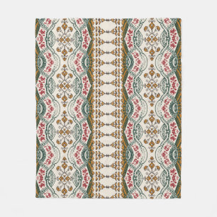 Elegant Ethnic Floral Boho Border Fleece Blanket
