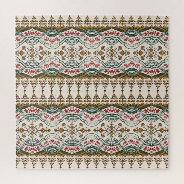 Elegant Ethnic Floral Boho Border Jigsaw Puzzle (Vertical)