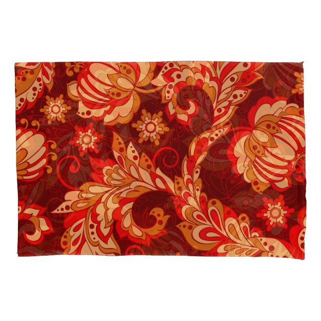 Elegant Ethnic Flowers Seamless Pattern Pillowcase (Front)