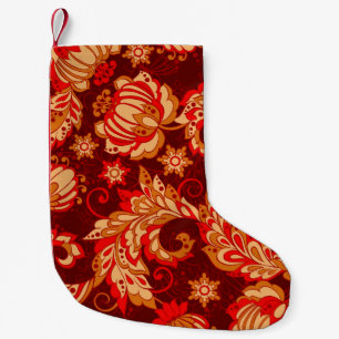 Elegant Ethnic Flowers Seamless Pattern Small Christmas Stocking