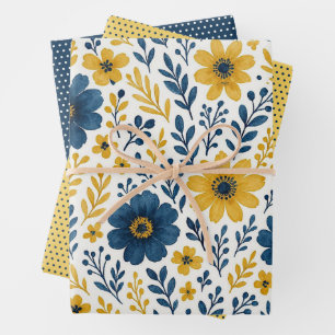 Elegant Ethnic Mediterranean Floral Art Pattern Wrapping Paper Sheet