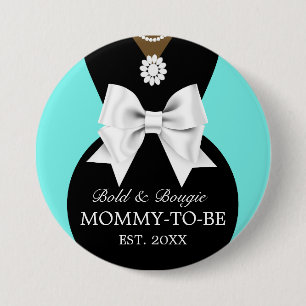 Elegant Ethnic Teal Baby & Co Tiffany Baby Shower 7.5 Cm Round Badge
