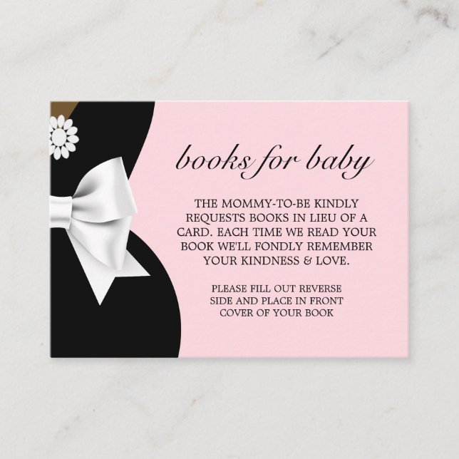 Elegant Ethnic Tiffany Glam Books Pink Baby Shower Enclosure Card (Front)