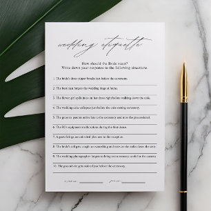 Elegant Etiquette 911 Bridal Shower Game Card