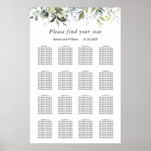 Elegant Eucalyptus 16 Tables Wedding SEATING CHART