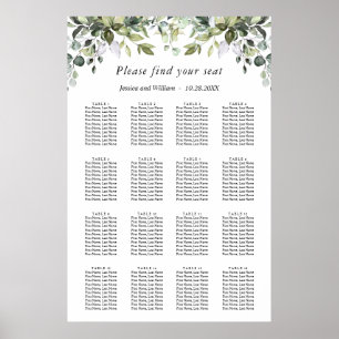Elegant Eucalyptus 16 Tables Wedding SEATING CHART