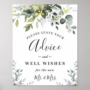 Elegant Eucalyptus Advice & Wishes Wedding Sign