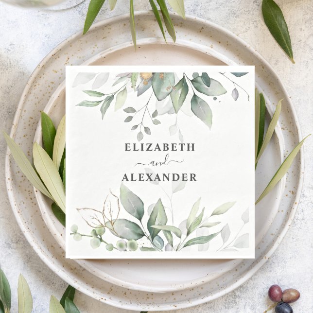 Elegant eucalyptus airy greenery wedding napkin (Creator Uploaded)