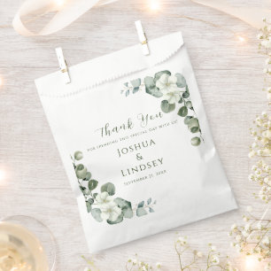 Elegant Eucalyptus and White Blossom Wedding Favour Bag