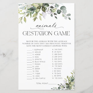 Elegant Eucalyptus Animals Gestation Game