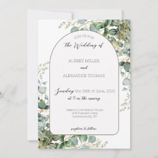 Elegant Eucalyptus Arch Wedding Invitation