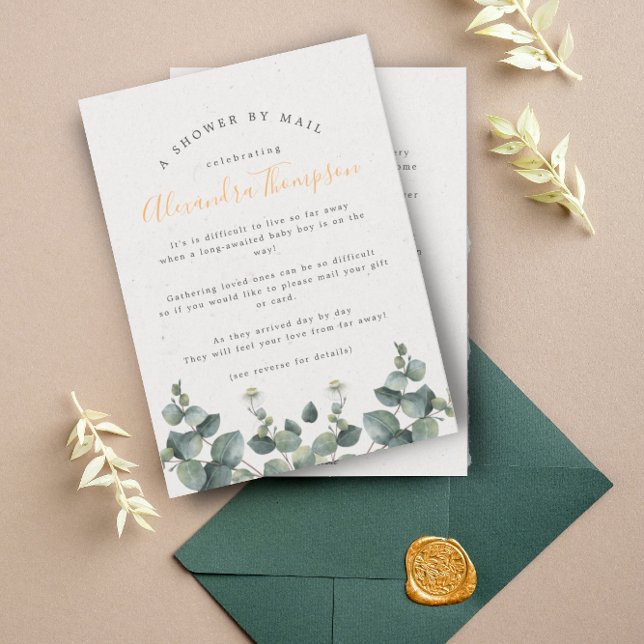 Elegant Eucalyptus Baby Shower By Mail Invitation (Creator Uploaded)
