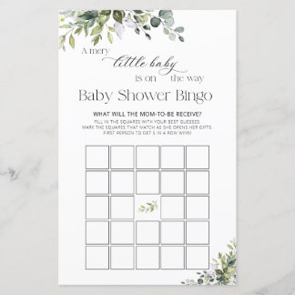 Elegant Eucalyptus Baby Shower Game Bingo