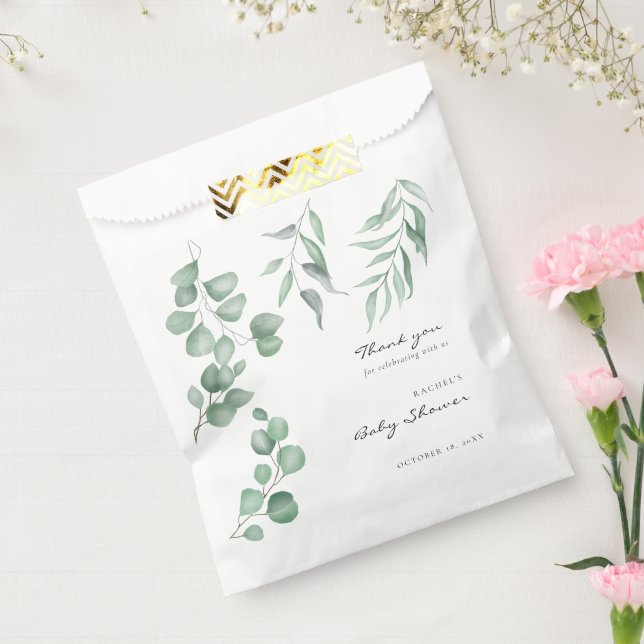 Elegant Eucalyptus Baby Shower Greenery Foliage Favour Bag (Sealed)