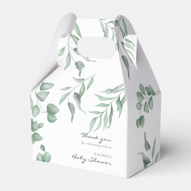 Elegant Eucalyptus Baby Shower Greenery Foliage Favour Box (Front Side)