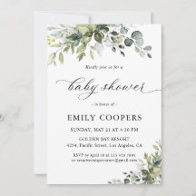 Elegant Eucalyptus Baby Shower Invitation