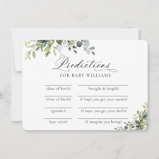 Elegant Eucalyptus Baby Shower Predictions Card