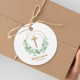 Elegant Eucalyptus Baptism Favour Tags